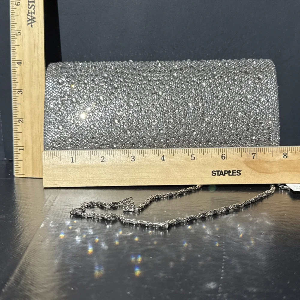 D'Margeaux Evening Bag Mink Envelope Clutch Glitter Crossbody‎ Holiday Party